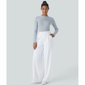 NWT Halara Flex DayStretch High Waist White Straight Leg Work Pants L Regular
